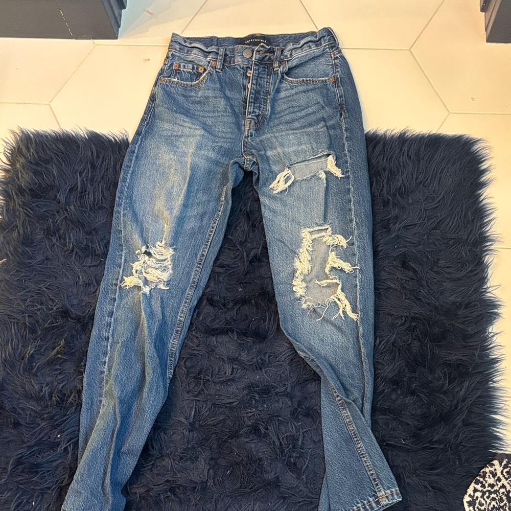Aeropostale Blue Distressed Boyfriend Jeans